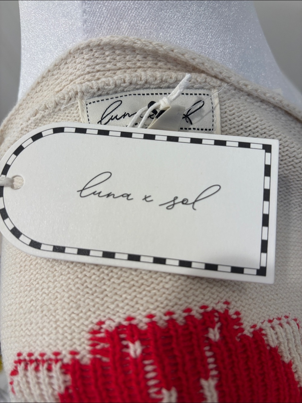 NWT Luna x Sol cream cardigan Sweater with Red Lobster Graphic - M - Picture 6 of 9